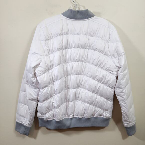 Athleta white with gray trim goose down lightweight puffer jacket womans size XL - Picture 4 of 10